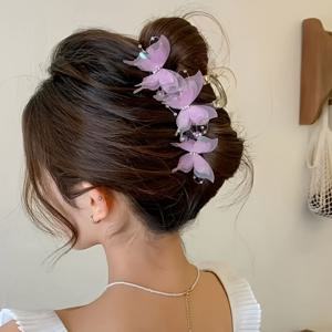 TEMU 페스티브 액세서리 2pcs, 라인스톤과 반짝이는 비즈가 있는 웨딩용 크리스마스 헤어 클립, 여성용 대형 나비 머리핀, 샤크 척, 헤드웨어 액세서리, 크리스마스에 딱 좋은