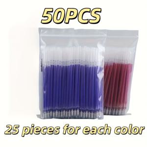 TEMU 50개의 고온 사라지는 펜, 흰색 미세 가죽 실, 직물 및 신발 퇴색 펜, 수선 공예 용품, 예술 작품용 도구, 수선 표시 도구, 열로 지워지는 펜 리필, 퀼팅, 수선, 정사각형용 교체 가능한 직물, 검정색, 파란색, 분홍색, 흰색, 수선 표시 도구, 직물 및 신발 퇴색 펜, 고온 사라지는 펜.