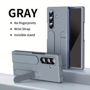 TEMU 1pc 플래그십 스토어 폰 케이스, 스타리 시리즈 스킨-피엘 보호 케이스, 매우 매력적, 남성과 여성 모두에게 적합, 지문 방지, 접이식 손목 스트랩, 보이지 않는 스탠드 폰 케이스, for samsung ZFOLD7/FOLD6/FOLD5/FOLD4/FOLD3와 호환 가능합니다.