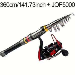 TEMU 신형 카본 파이버 낚싯대 릴 콤보 텔레스코픽 여행용 5.2:1 기어비 스피닝릴 메탈 핸들 양손잡이 오프쇼어 담수낚시 세트