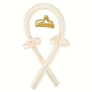 TEMU 무열 컬링 헤어 롤러 머리띠 - 소프트 고무 수면용 컬링 밴드, 클립 및 스큐치 포함