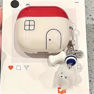 TEMU 귀여운 라인 하우스 INS 에어팟 1 2 3 4 펜던트 보호 케이스, 에어팟 프로 2 소프트 커버