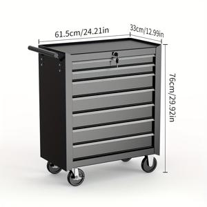 TEMU 헤비듀티 탈착식 자동차 수리 도구 보관 카트 - 다층 정리대, 홈 & 작업장용 서비스 카트, 플라스틱 바퀴로 부드러운 이동성, 넓은 평면 선반, 견고한 핸들바, 컴팩트 정리함, 내구성 있는 구조, 전문가용