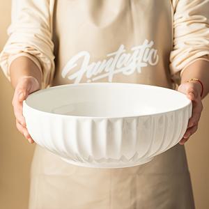 TEMU 1개 대형 세라믹 그릇 - 전자레인지 사용 가능, 우아한 화이트 색상 샐러드·수프·파스타용 - 내구성 강하고 세척 쉬운 가정/레스토랑/정장식품 - 일상 및 특별한 날에 완벽한 모던 식기, 고품질 세라믹