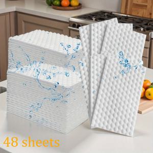 TEMU 48개 내구성 강화 매직 클리닝 스펀지 지우개 시트 - 가벼운 열 발포 일회용 나노 와이프, 휴대용 얇은 직사각형 다목적 청소용품 (주방, 욕실, 차량, 어렵게 닿는 곳, 설거지용), 멀티서피스 클리너, 경량 스펀지