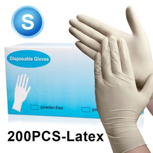 TEMU 50/200개, 일회용 라텍스 장갑, 두꺼운 소재, 무가루, PVC 프리, 방수 및 방유 기능, 손끝 미끄럼 방지, 고탄성, 가볍고 통기성 좋은 착용감, 음식 준비, 청소, 네일 아트 및 타투에 적합