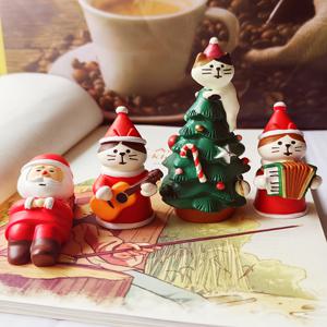 TEMU 크리스마스 장식 선물: 귀여운 산타 고양이 데스크탑 오너먼트, 새해 선물용 나무 등반 미니어처 세트 - 친구들을 위한 창의적이고 스타일리시한 크리스마스 가구 장식