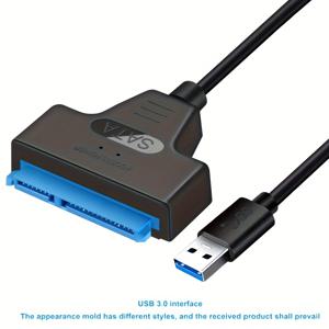 TEMU USB 3.0 to SATA 하드 드라이브 어댑터 - 플랫 남성-남성 USB 케이블, 고속 USB 3.0 외부 저장소용, 플러그 앤 플레이, 외부 전원 불필요, Sata to USB 어댑터, 하드 드라이브 연결, 세련된 디자인, 신뢰할 수 있는 연결, 내구성 있는 케이블, 컴퓨터 액세서리, 커넥터, 견고한 커넥터, IT 전문가용