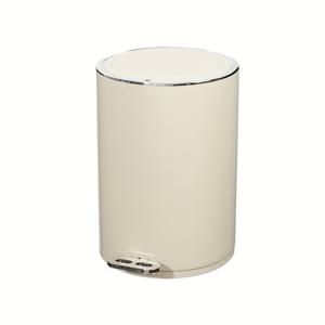 TEMU 스테인리스 스틸 무음 발판 - 방취 기능, 공간 절약형 라운드 휴지통 (베이지), 홈/오피스/주방/욕실용, 내구성 강한 쉬운 청소 디자인, 현대적 럭셔리 디자인, 폴리싱 마감, 사무용품, 욕실 , 다목적 실내|쓰레기통|음식물쓰레기통