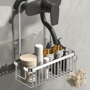 TEMU 1개 MCILLS 벽걸이 욕실 걸이 바구니 수납대 - 샴푸, 컨디셔너 및 액세서리용 다중 구획이 있는 공간 절약형 알루미늄 경량 샤워 캐디, 매트 마감, 조립 불필요, 욕실 정리 및 보관, 선반|화장실선반