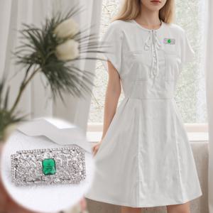 TEMU 여성용 우아한 녹색 라인스톤 브로치 - 세련된 직사각형 보석 핀, 캐주얼 또는 정장 의상에 완벽, 라인스톤 장식, 정장 액세서리, 꽃 모티브 디자인, 고급스러운 마감