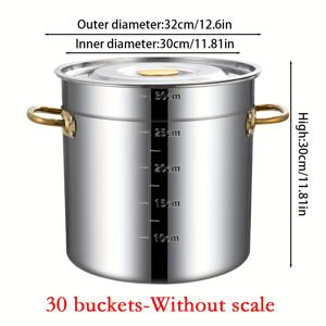 TEMU 1/2개 두꺼운 스테인리스 스틸 수프 냄비, 이중 손잡이, 눈금, 논스틱, 뚜껑 포함, 가스 스토브 호환, 상업용, 레스토랑용, 수프, 죽을 끓이는 내구성 있는 조리기구