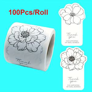 TEMU 100팩 나비 밀봉 스티커 - 우아한 블랙 앤 화이트 플로럴, 매트 마감, 선물 포장용, 초대장, 명함, 파티 장식 - 레이저 & 잉크젯 프린터 호환 가능 - 소규모 비즈니스 패키징 용품, 초대장 , 꽃무늬 디자인, 부드러운 마감, 고품질 접착제, 크래프트 애호가, 문구류 사랑하는 이들을 위한 세일 라벨|편지지