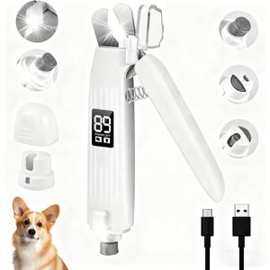 TEMU 고양이와 개용 나일 트리머, 전기 충전식 개용 나일 클리퍼 및 개용 나일 그라인더, 2개의 LED 조명 발가락을 가진 개용 나일 트리머 키트, 개용 나일 파일 조용한 애완동물용 나일 클리퍼 및 그라인더 트리머|손톱깎이