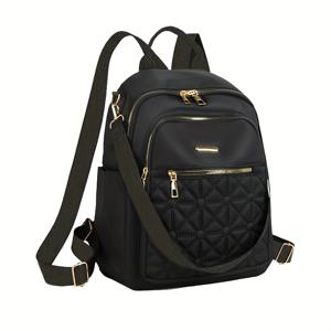 TEMU 남녀공용 헤비듀티 나일론 스퀘어 백팩 - 조절 가능한 스트랩 & 지퍼 클로저 - 캐주얼 여행 데이팩, 출퇴근용 - 전문가용 북백