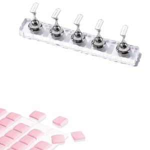 TEMU 1/2세트 네일 홀더, 투명 아크릴 네일 스탠드 - 프레스온/ 네일 팁 트레이닝용, 재사용 가능한 접착 퍼티 및 네일 디스플레이 포함, 초보 매니큐어리스트를 위한 홈 DIY 매니큐어 연습에 적합|네일팁