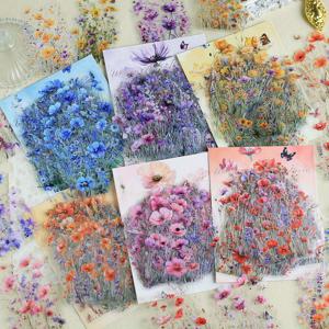 TEMU 240개 꽃 스티커 세트 - 블루벨, 장미, 데이지, 6종 포함 (파스텔 핑크, 오렌지, 퍼플, 옐로우, 라벤더, 그린) - 매트 마감 스크랩북, 저널, 카드 만들기, 선물 꾸미기용 - 초보자 & 전문가용, 화이트 디자인, 투명 소재|카드스티커