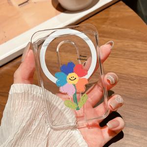 TEMU 컬러풀 스마일링 플라워 패턴 N52 강력 자석 카드 홀더, 쉽게 부착 가능. PC 소재에 UV HD 프린팅. 아이폰 및 기타 자석 폰/케이스 호환. 은행 카드, 신용 카드, 멤버십 카드 1~4장 수납 가능. 스타일리시하고 내구성 있으며 편리함. 여행 필수품|휴대폰거치대