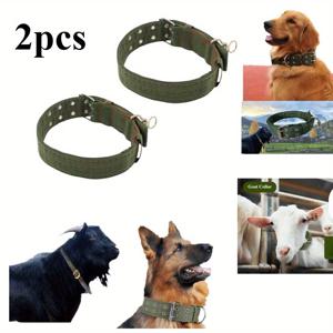 TEMU 2개 세트 내구성 강한 미끄럼 방지 조절 가능한 스위블 버클 목걸이 - 염소, 양, 소, 말, 낙타용 폴리에스터 농장 동물 목걸이 - 안전한 착용감과 다양한 사이즈의 텍스처 디자인, 메탈 링 부착, 개 목걸이 및 반려동물 목걸이