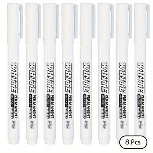 TEMU 8개 화이트 마커, 미세 팁, 무독성 - 타이어 아트, , 나무, 인조 가죽에 이상적 - 내구성, 얼룩 방지, 생생한 색상으로 창의적인 디자인에 완벽