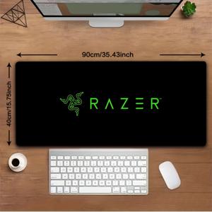 TEMU 레이저 게이밍 마우스 패드 1개 - 미끄럼 방지 고무 베이스, 세탁 가능, 레이저 로고 및 녹색 디자인이 있는 대형 데스크 매트, 사무실, 학교, 가정 장식에 완벽, 게이머 및 친구에게 이상적인 선물, 데스크용 마우스 패드
