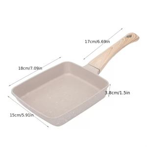 TEMU 일본식 세라믹 냄비, 인덕션 조리기, 가스 스토브, 전기 냄비, 그리고 할로겐 4-in-1 다용도 세라믹 냄비, 비스킷 스퀘어 프라이팬, 나무 손잡이, 계란 롤 및 아침 식사에 적합, 내구성 있는 알루미늄 조리기, 소형 크기, 휴대하기 쉽습니다. 야외 피크닉, RV 주방