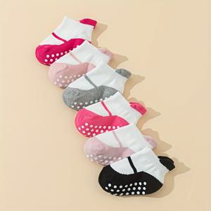 TEMU 6켤레 미끄럼방지 접착식 아기 양말, 유아용 훈련화, 남녀공용 실내 바닥 보트양말