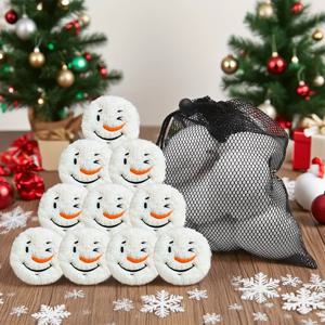 TEMU 10개 세트의 부드러운 눈구슬 크리스마스 파티 용품 세트, 보관 가방 포함, 클래식 스타일 눈구슬 세트, 겨울, 크리스마스, 할로윈 및 추수감사절 생일을 위한 적합한 실내 눈구슬 싸움 게임 및 크리스마스 휴일 장식에 적합합니다.