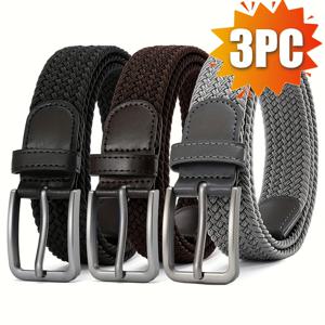 TEMU 남성용 3개 세트 탄성 벨트 세트 - 1 3/8