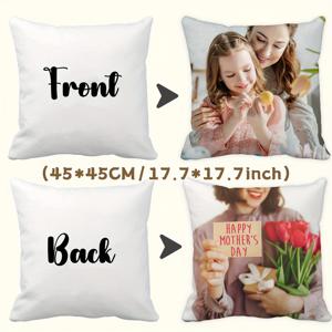 TEMU 개인화된 사진 및 텍스트 베개 커버 - 3가지 크기 (40x40cm, 45x45cm, 50x50cm) - 빈티지 기하학 패턴, 내구성 있는 폴리에스터, 지퍼 잠금 - 거실, 침실, 소파에 이상적 - 기계 세척 가능 생일 선물