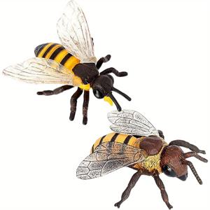 TEMU 2개 세트 리얼리스틱 벌 피규어 - 생생한 노랑 & 검정 줄무늬, 반투명 날개, 내구성 PVC 정원 장식품, 화분용 미니 연못 및 봄·야외 장식 (전기 불필요)