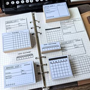 TEMU 1 박스 5개의 보물 정보 기록 도전 플래너 스탬프, 나무 스탬프, 혼합 색상, 판타지 테마, 직사각형 모양