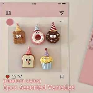 TEMU 6개 세트 냉장고 자석 & 장식품 - 냉장고, 주방, 사무실용 자석 베이스, 발렌타인데이, 어버이날, 스승의날 선물 - 내구성 있는 플라스틱 - 파티 장식, 냉장고 자석, 재미있는 냉장고 자석에 이상적, 사무실 장식,축제용 자석,장식용 스티커,강력한 접착제,편리함 스티커,사무직 근로자,휴가 구매자