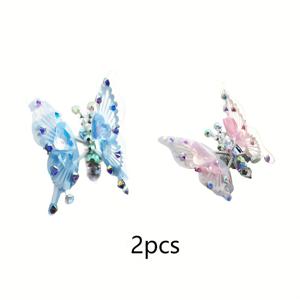 TEMU 2개 세트 3D 날아다니는 나비 차량용 벤트 클립 귀여운 하트 모양 라인스톤 장식, 여자친구를 위한 완벽한 선물 (바람으로 움직이는 우아하고 로맨틱한 디자인)