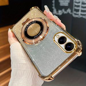 TEMU S25Edge 링 접이식 브래킷 우아한 코팅 홀더 스탠드 그라디언트 스파클러 충격 방지 폰 케이스 삼성용 갤럭시 S25 Edge TPU 보호 범퍼 백 커버