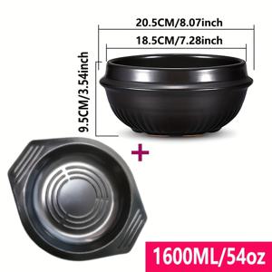 TEMU 1개 대형 1600ml/54oz 세라믹 도나베 냄비 (내열 트레이 포함) - 튼튼한 원형 한국식 비빔밥 볼, 찜 & 수프 서빙 디쉬, 논스틱 표면, 식기세척기 사용 가능, 가정 및 레스토랑용 주방 조리 기구, 찜, 수프 다용도