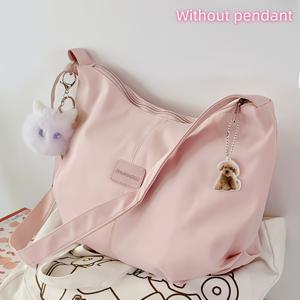 TEMU 여성용 패셔너블한 일본 스타일 대용량 크로스바디 백, 조절 가능한 스트랩 및 지퍼 클로저 - 내구성이 뛰어난 폴리에스터 소재, 통근, 캠퍼스, 캐주얼 외출, 학생 액세서리, 부드러운 원단 마감, 연중 사용에 적합한 디자인