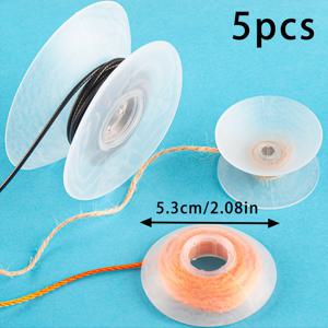TEMU 5개 투명 실 보빈 + 화이트 코드 - 편리한 개폐 디자인, 뜨개질, 크로셰, 주얼리 만들기 & 레이스 DIY용 - 엉킴 방지 스풀, 공예 액세서리, 기능성 공예 도구, 쉬운 사용