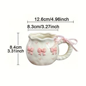 TEMU 창의적인 3D 엠보싱 핸드페인팅 리본 디자인 세라믹 커피 머그컵, 고급 포장 선물용