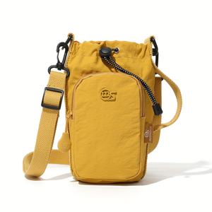 TEMU 남녀 공용 물병 가방 - 분리 가능한 어깨끈 & 끈 끈, 3가지 색상 (회색/검정색/노란색) - 야외 여행, 체육관, 통근용으로 내구성이 뛰어난 나일론 크로스바디 - 다용도 휴대폰 포켓 & 동전 지갑, 체육관 액세서리, 현대 액세서리, 폴리에스터 안감|트래블보틀