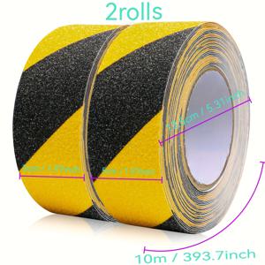 TEMU 2롤 - 검정색과 노란색 미끄럼 방지 방수 테이프 - 초대형 사이즈 1.97