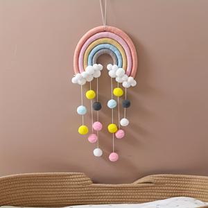 TEMU -쉽한 무지개 공을 걸어놓은 장식 - 부드러운 파스텔 색상, 폴리에스터 소재, 전원 필요 없음, 집과 파티 장식에 완벽, 축제용 방 액센트 | 재미있는 디자인 | 내구성이 뛰어난 걸이 장식, 걸이 장식