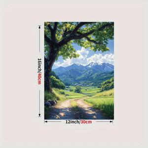 TEMU 아름다운 아시아 풍경 캔버스 벽걸이 포스터 - 테라스 논, 눈 덮인 산, 녹지 길의 세로형 자연 그림 - 모던 거실, 침실, 사무실 장식 - 집들이 선물, 생일, 독립기념일 선물 - 생동감 넘치는 유화 프린트, 풍경 예술