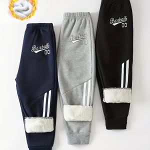 TEMU 남아용 세트형 최신 핫-워밍 패션 스포츠 패치워크 롱 팬츠 (중대 사이즈 루즈 스웨트팬츠) 서부 스타일 가을/겨울 아웃도어 웨어