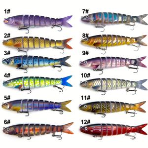 TEMU ZZKUG 12개입 멀티 섹션 바이오닉 미끼 세트 - 13.5cm/5.32인치, 19g/8단 스윙 디자인, 6호 강화 방청 훅, 연수 및 해수용, 농어/송어/고등어 풀 수영 레이어 조합