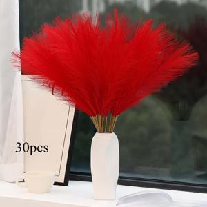 TEMU 30개 빨간 갈대 장식, 인조 폴리에스터 식물, 바구니, 데스크탑, 거실, 결혼식, 약혼식, 크리스마스, 부활절, 데이, 아버지의 날 및 어머니의 날에 적합 - 용기는 포함되지 않음