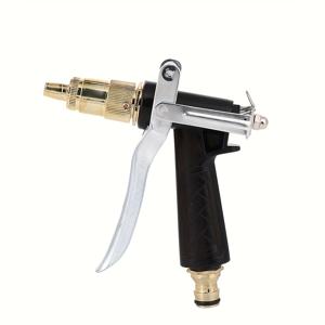 TEMU 고압 파워 워셔 건 - 내구성 강한 구리 & 블랙 메탈, 수동 작동, 차량 세차 및 정원 스프레이에 이상적, 텍스처 그립, 고압 워터건 액세서리, 포다 니플, 직입식 청소용 워터건