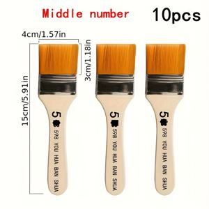 TEMU 10개 나일론 헤어 브러시 세트 - 페인팅, 팔레트 나이프, 아크릴, 오일 페인트용 화학 브러쉬|아크릴물감