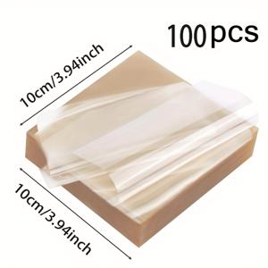 TEMU 100개 투명 캔디 포장지 - 무연 & 식품용 플라스틱, 사각 캔디 봉투 (3.94x3.94인치) - 초콜릿, 사탕, 과자용 - 크리스마스, 부활절, 할로윈, 발렌타인데이, 추수감사절 - 가정, 상업용, 파티용 - 쉽게 자르는 시트, 축제용 포장, 깔끔한 , 위생적 소재, 홈 베이커용