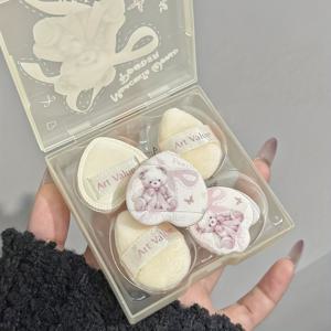 TEMU 저자극 멀티펑셔널 파우더 퍼프 5종 세트 (플로킹/하트/스마로우 퍼프) - 라이트 베이지, 파운데이션, 블러셔, 하이라이터 & 컨투어링용 한국식 뷰티 루틴 키트 (저자극 파우더 어플리케이터)